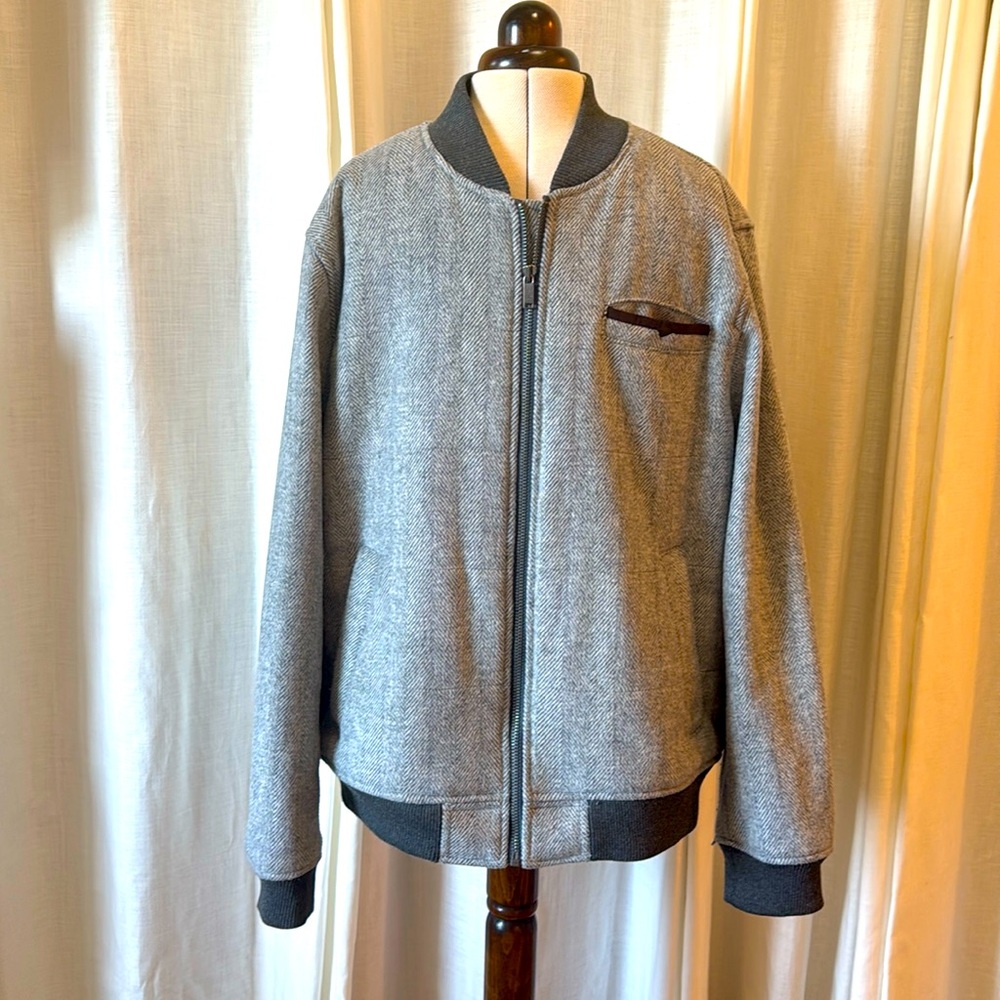 Men's bomber soft herringbone zip up jacket